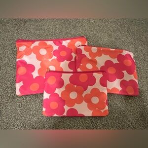 Floral Pink and Orange Pouch Set